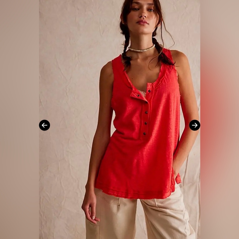 NWT $58 We The Free We The Free Love Language Solid Tank - Radiant Watermelon - Picture 2 of 4